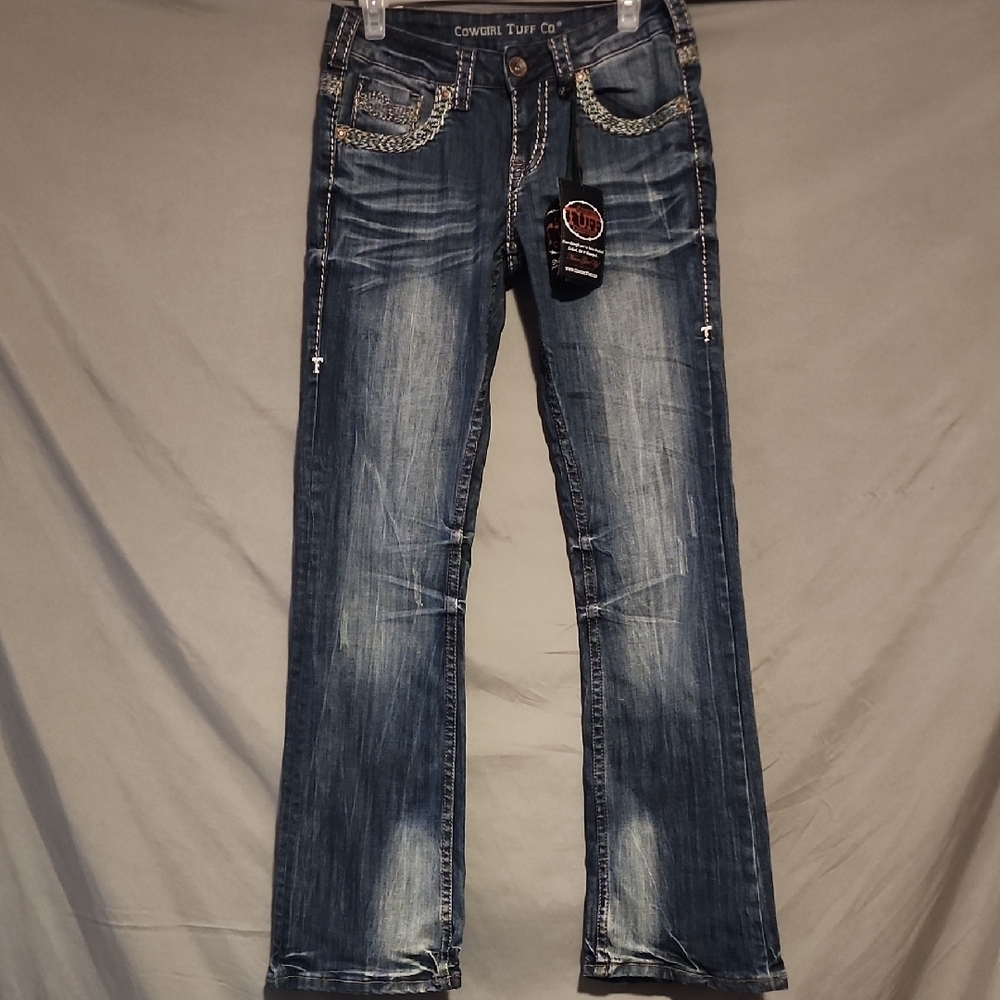 Cowgirl Tuff NWT Trailblaibers Blue Denim Jeans with Embroidery In Size 29 - Picture 6 of 10